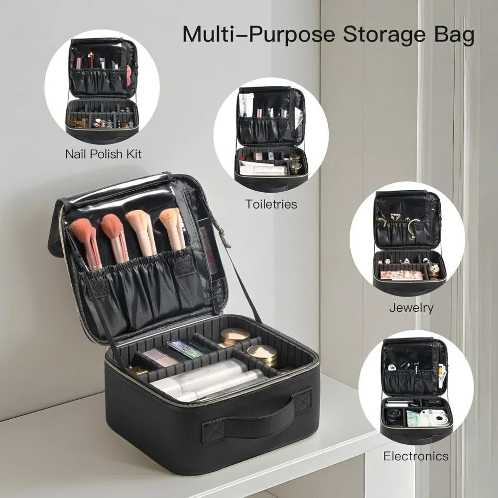 Makeup Travel Case 10 Inch, Large Storage Capacity Makeup Organizer Travel Bag w